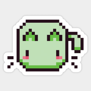 Green Pixel Cat - Kawaii Retro Pixel Art Sticker